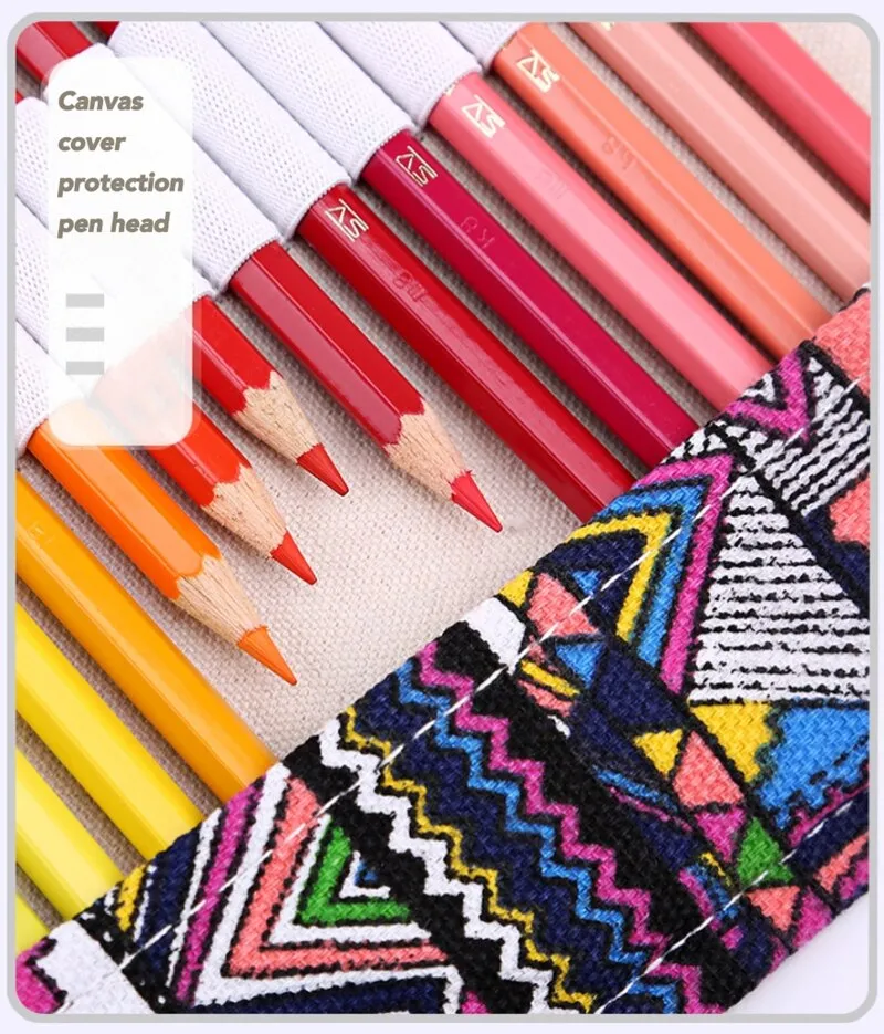 Funda de lápiz de Arte de 48 agujeros para estudiantes de la escuela Kawaii, suministros para pinceles, bolígrafo de pintura, bonitos estuches de papelería