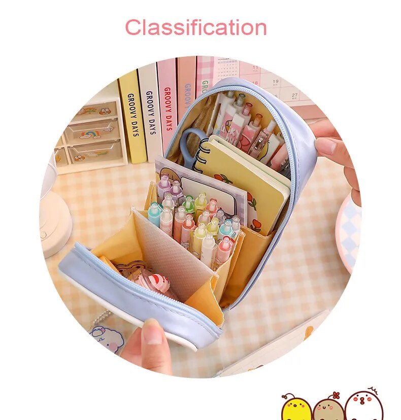 Estuche transparente Kawaii para lápices, bolsa impermeable de gran capacidad para bolígrafos, caja bonita para estudiantes, suministros escolares, regalo de papelería