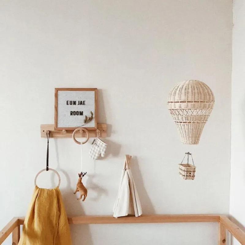 Globo aerostático de ratán para decoración de habitación de bebé, globo de aire caliente para decoración de habitación de niños, accesorios de ratán para guardería