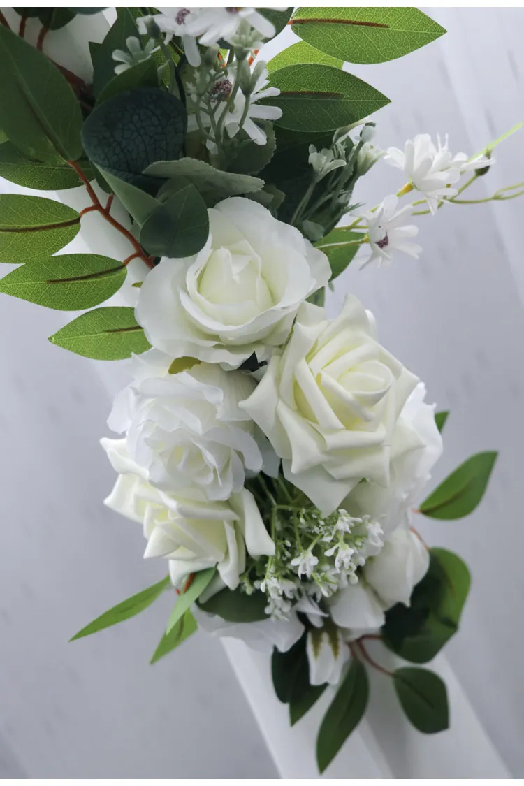 Guirnalda de flores artificiales para decoración de boda, telón de fondo de 2 piezas, tarjeta de bienvenida, letrero de esquina, accesorios de pared, arreglo de arco, fila de flores falsas