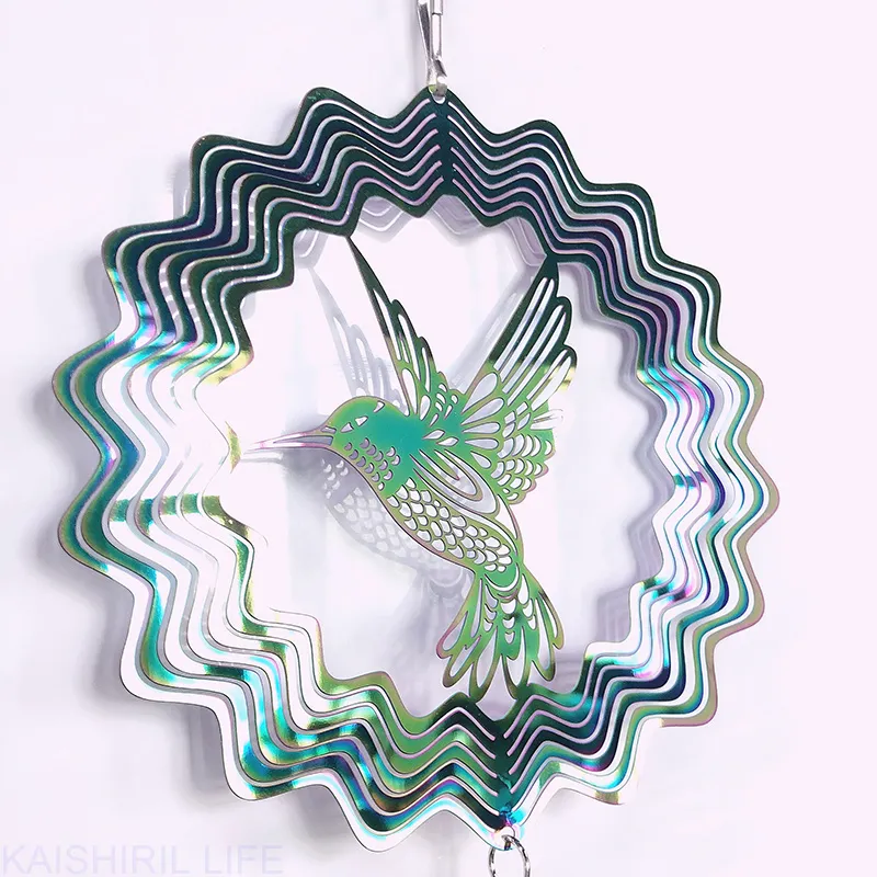 Campanillas de viento de colibrí 3D, atrapasueños de cristal, colgante de cristal, decoración de jardín, Spinner de viento de pájaros, accesorios de decoración del hogar