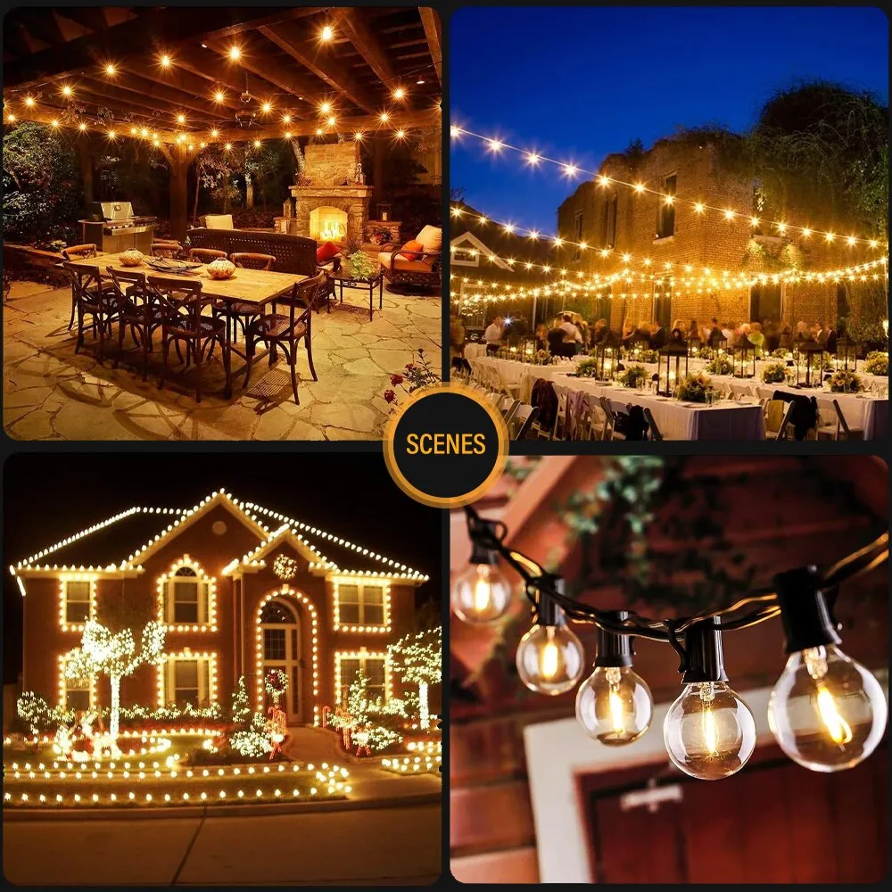 Guirnalda de luces LED G40 para exteriores, guirnalda impermeable para jardín, terraza, jardín, Pub, decoración de fiesta de navidad