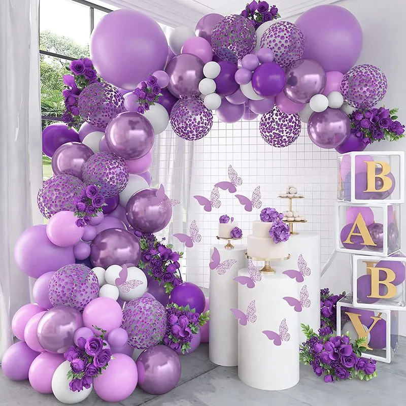 Kit de arco de guirnalda de globos rosas, pegatinas de mariposa, globos dorados de látex Rosa caliente para fiesta de cumpleaños y boda, decoración de baño de bebé
