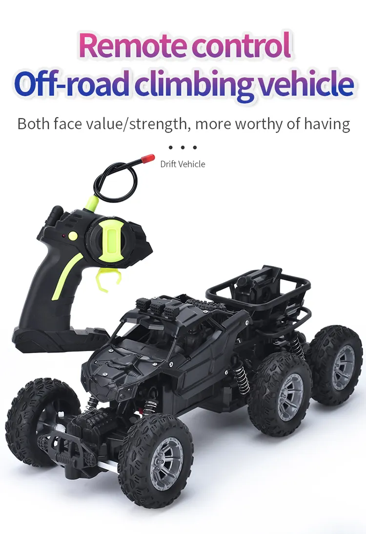 Coche de juguete con control remoto, vehículo todoterreno grande de seis ruedas, alta velocidad, escalada, carga eléctrica