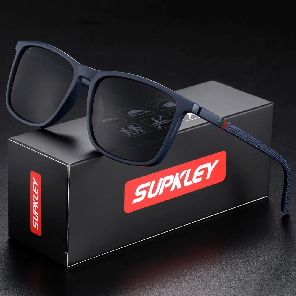 Gafas de sol deportivas SUPKLEY para hombre, gafas de sol cuadradas polarizadas, gafas de sol para hombre, accesorio para gafas de peso ligero con Origina