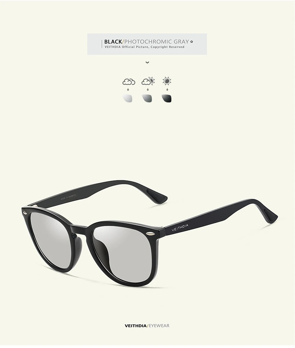 VEITHDIA-gafas de sol Unisex, lentes de aluminio + TR90, espejo fotocromático, accesorios de moda, 6116