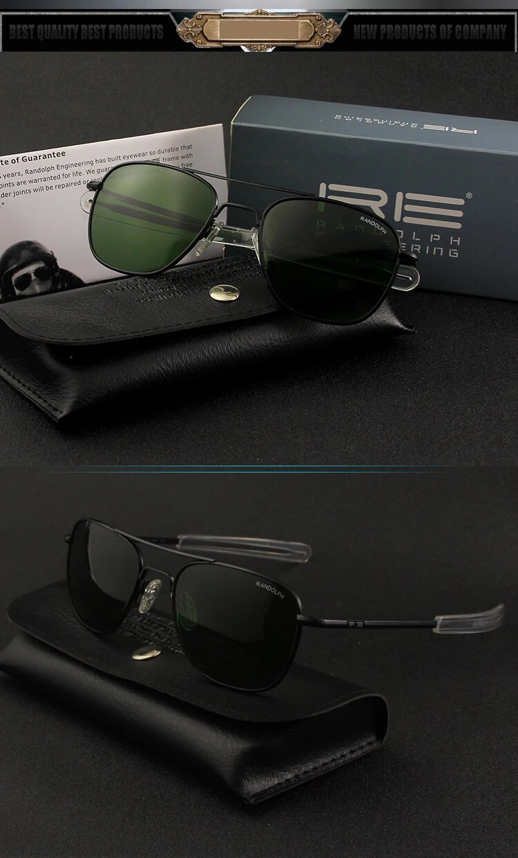 Gafas de sol de piloto de EE. UU. Para hombre, lentes de sol masculinas de alta calidad, de diseñador de marca, de vidrio templado, de marca, de marca, de estilo AO, QF562