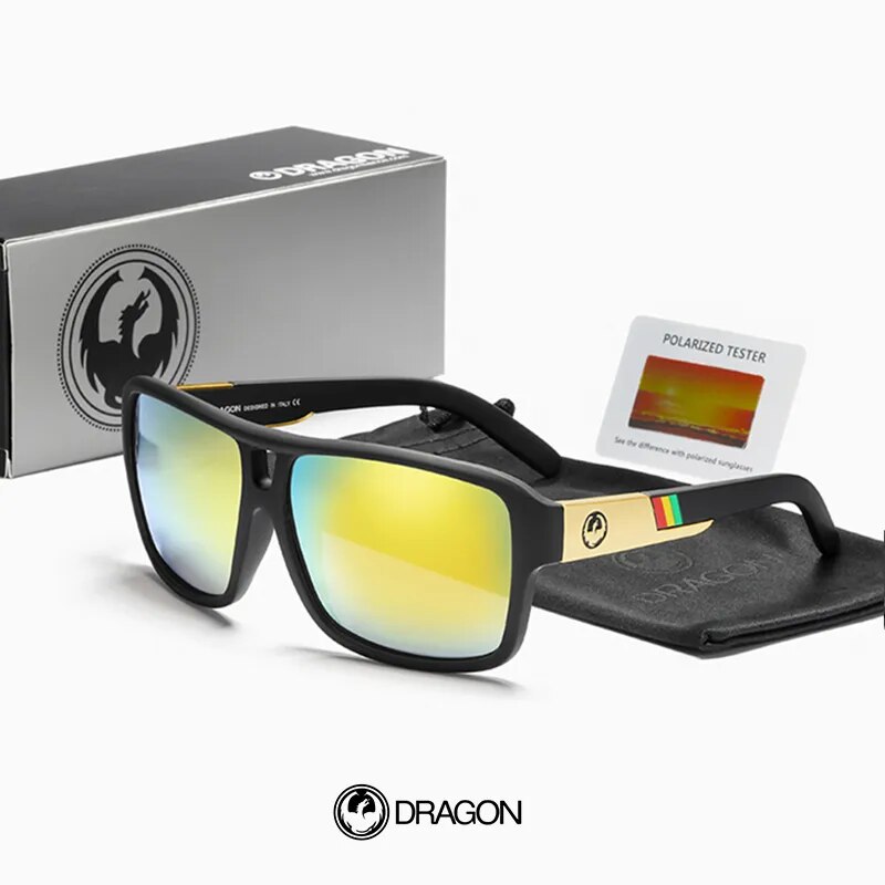 Dragon gafas de sol polarizadas cuadradas de diseño de marca original, gafas de sol de lujo para deportes al aire libre, escudo a prueba de viento