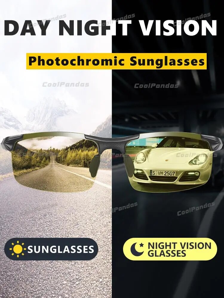 Zonnebril heren-gafas de sol de aluminio antideslumbrantes para hombre, lentes de conducción de día y noche, polarizadas, fotocromáticas, UV400