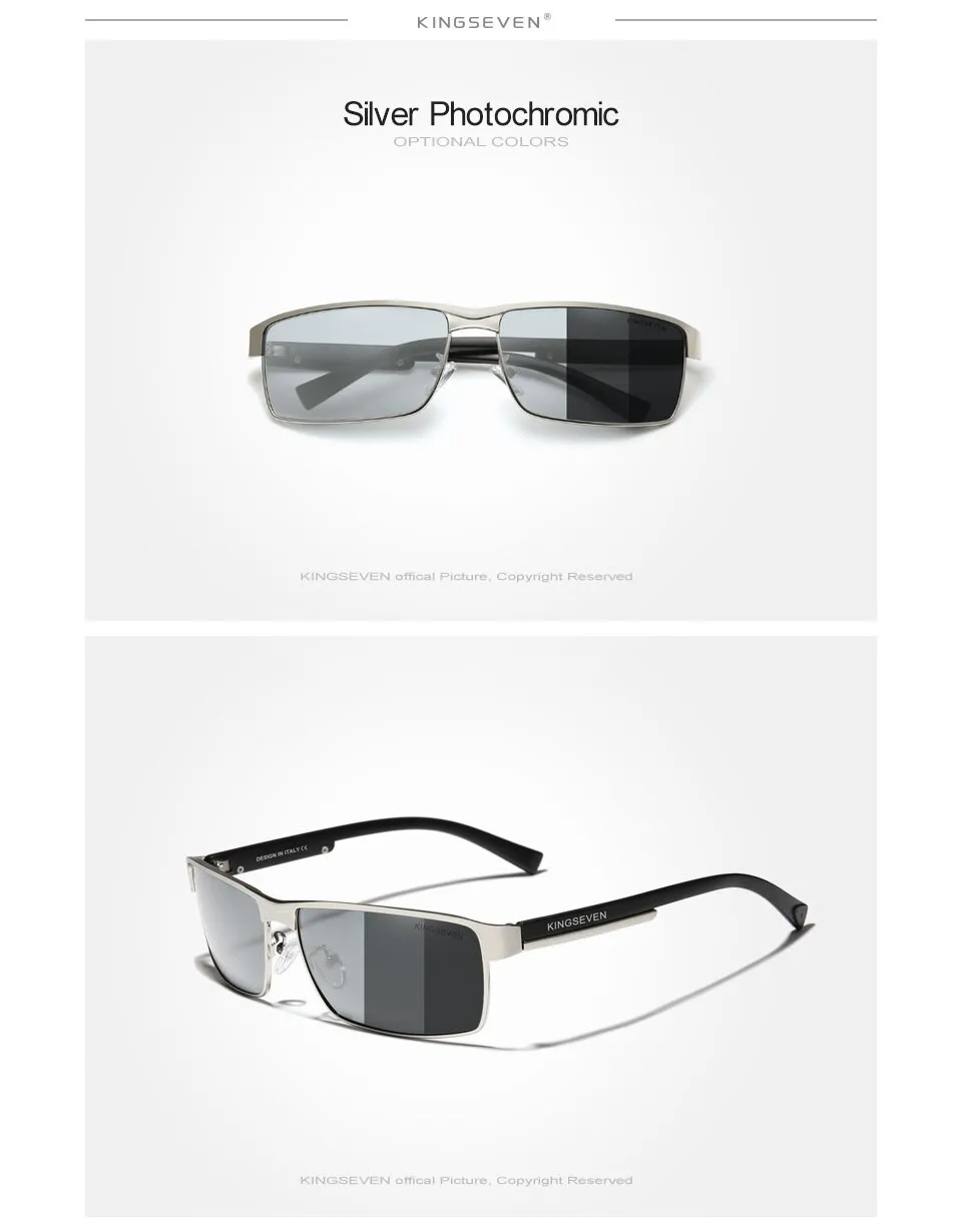 KINGSEVEN-gafas de sol fotocromáticas polarizadas para hombre y mujer, lentes cuadradas de camaleón, antideslumbrantes, UV400