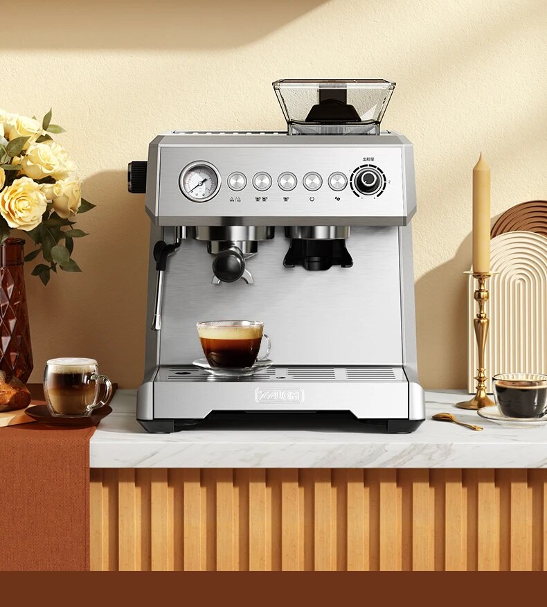 Máquina de café espresso completamente automática comercial Espresso molido fresco para uso doméstico Amoladora del grano de café 200g Leche de espuma de vapor Extracción de alta presión 20Bar