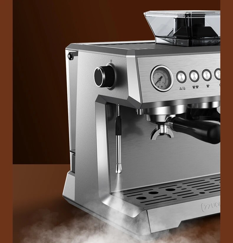 Máquina de café espresso completamente automática comercial Espresso molido fresco para uso doméstico Amoladora del grano de café 200g Leche de espuma de vapor Extracción de alta presión 20Bar