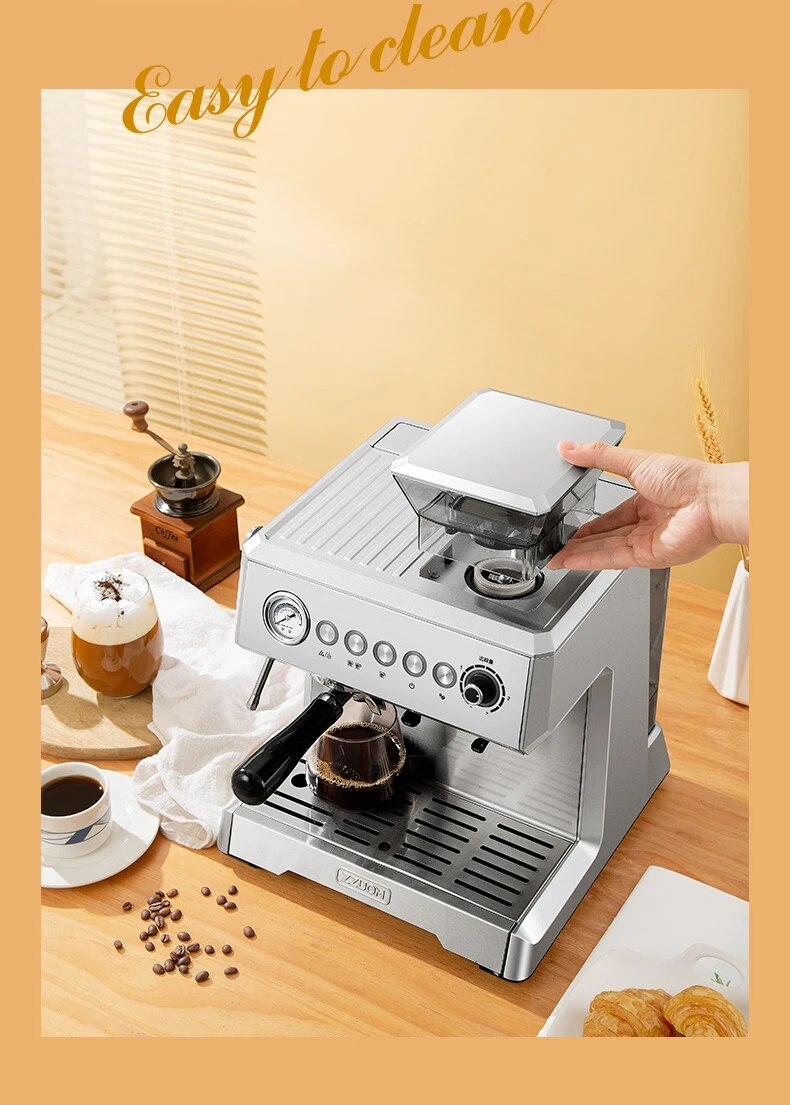 Cafetera Espresso semiautomática con molinillo, máquina de café con bomba de presión, vaporizador de leche, 20bar, novedad