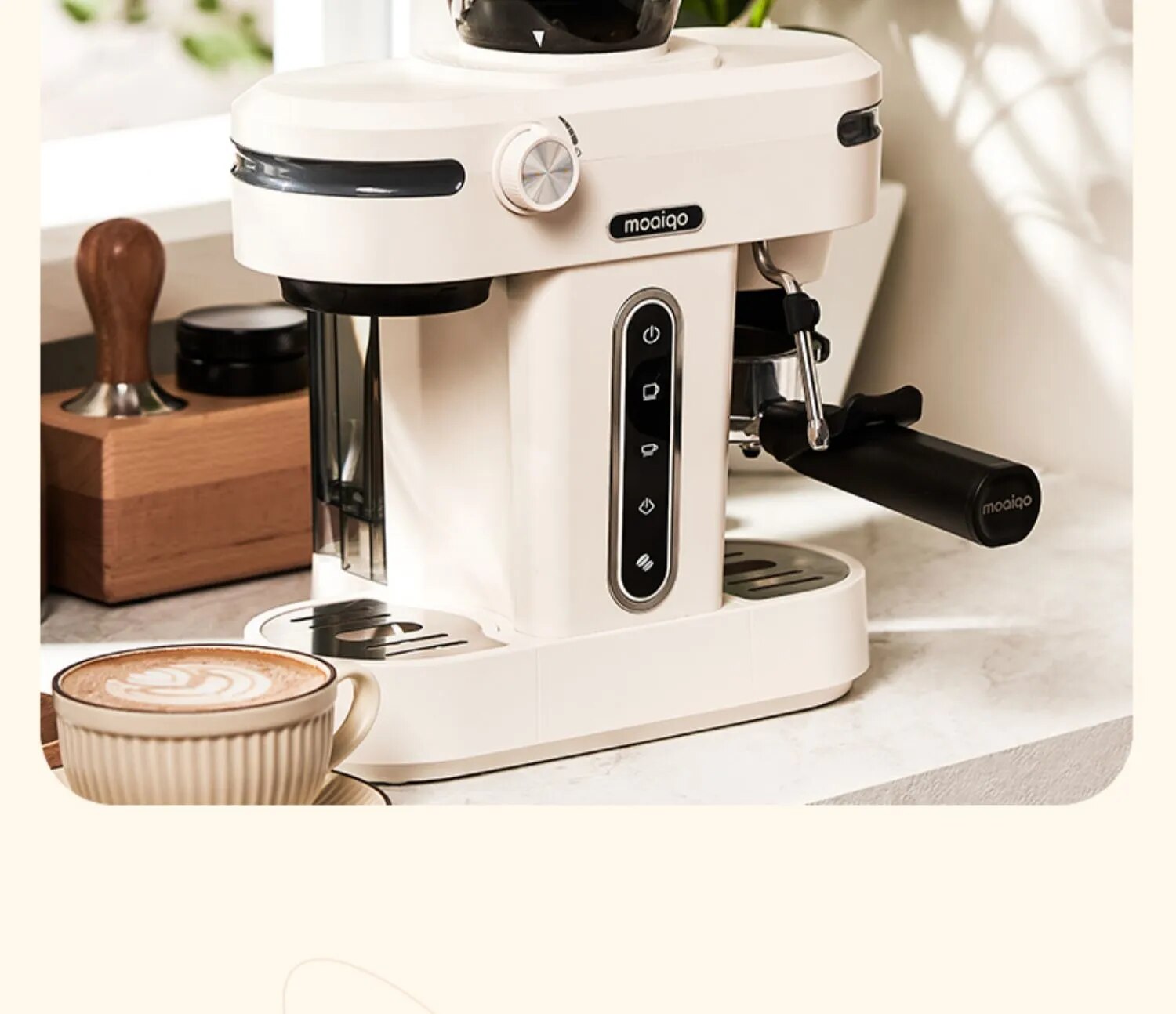 Moqiao-cafetera italiana semiautomática K1, pequeña y concentrada de espuma de leche, molienda americana integrada, 220V