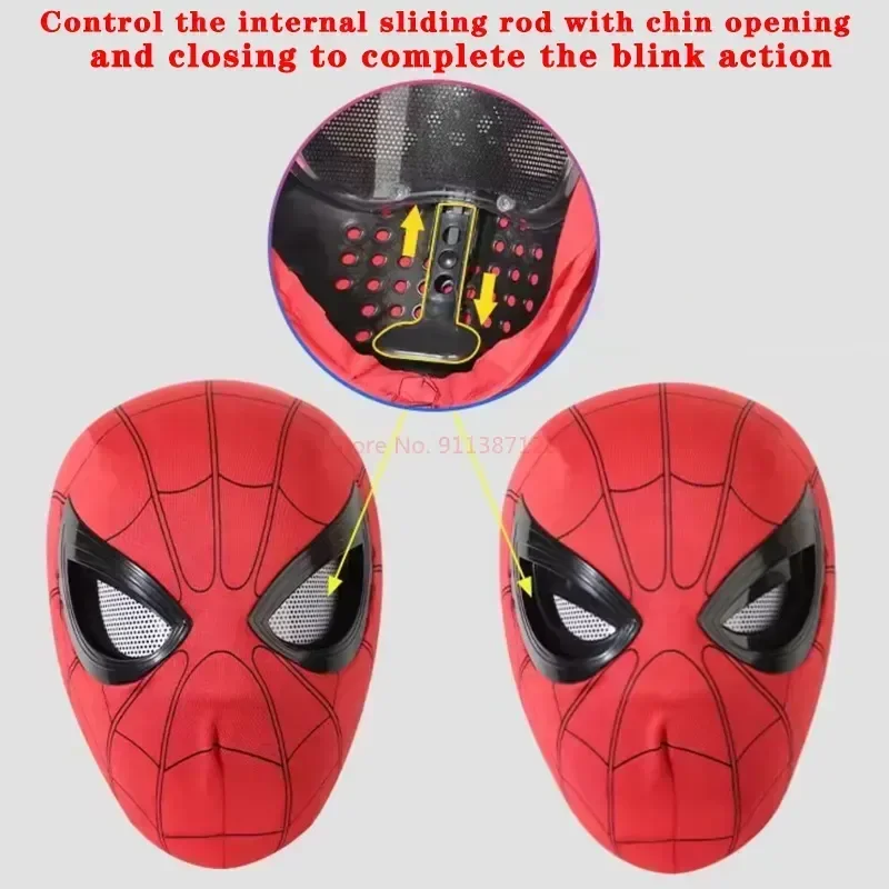 Máscara de ojos móviles para adultos y niños, mascarilla elástica de Spiderman No Way Home, Cosplay, 1:1, Control remoto, regalo
