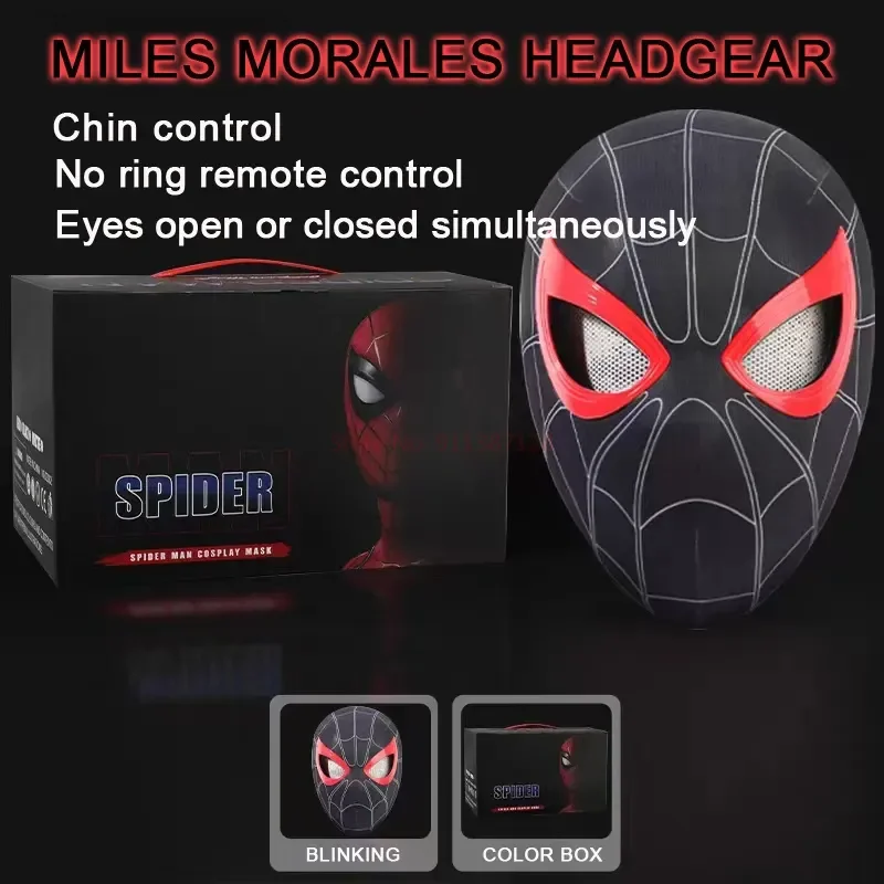 Máscara de ojos móviles para adultos y niños, mascarilla elástica de Spiderman No Way Home, Cosplay, 1:1, Control remoto, regalo