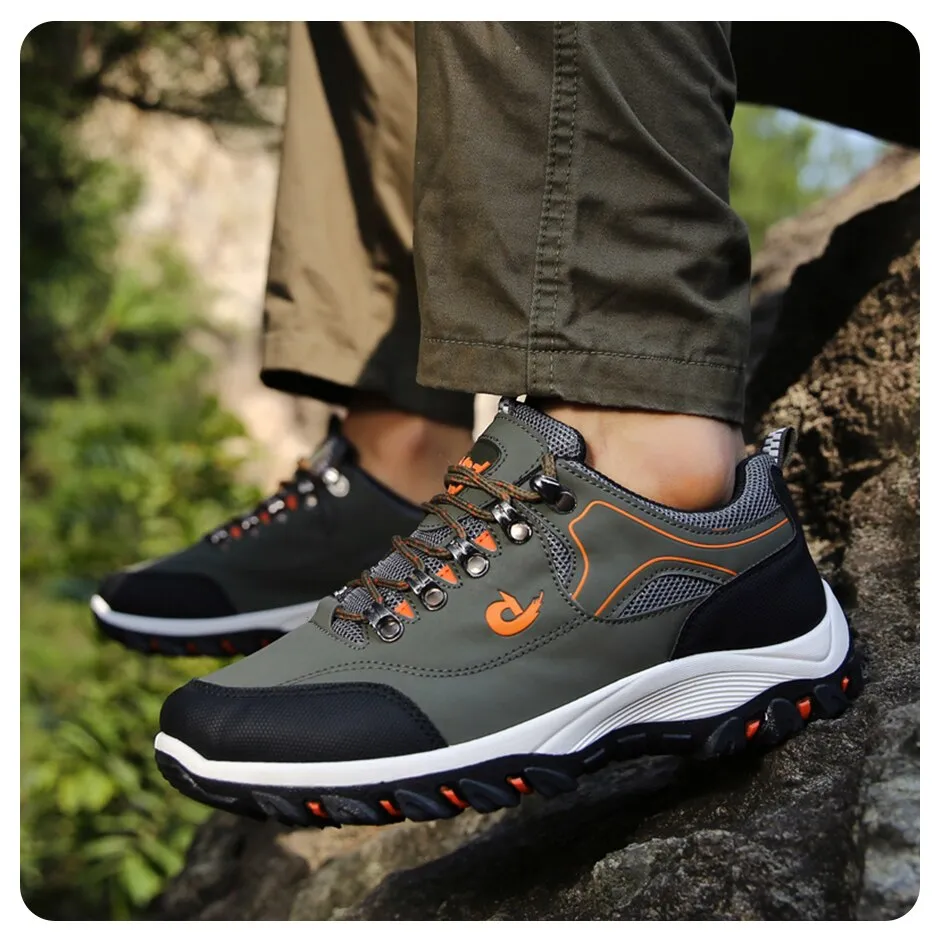 Zapatos de senderismo antideslizantes para hombre, zapatillas de montaña con suela de goma, botas resistentes al desgaste, escalada, talla más pequeña de lo Normal