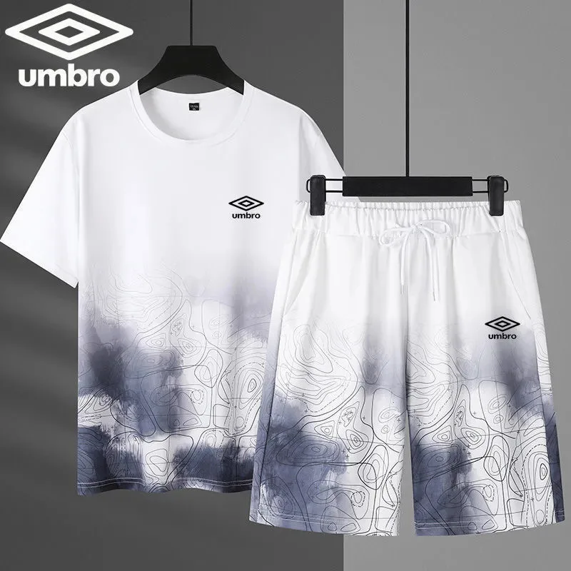 Camiseta clásica de UMBRO High Street, pantalones cortos, letras simples, bolsillo suelto, cordón, conjunto de traje de manga corta, novedad de 2023