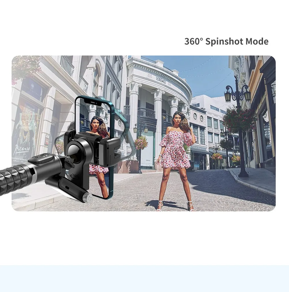 Estabilizador de cardán con rotación de 360 grados, palo de Selfie, trípode para iPhone, teléfono inteligente, fotografía en vivo