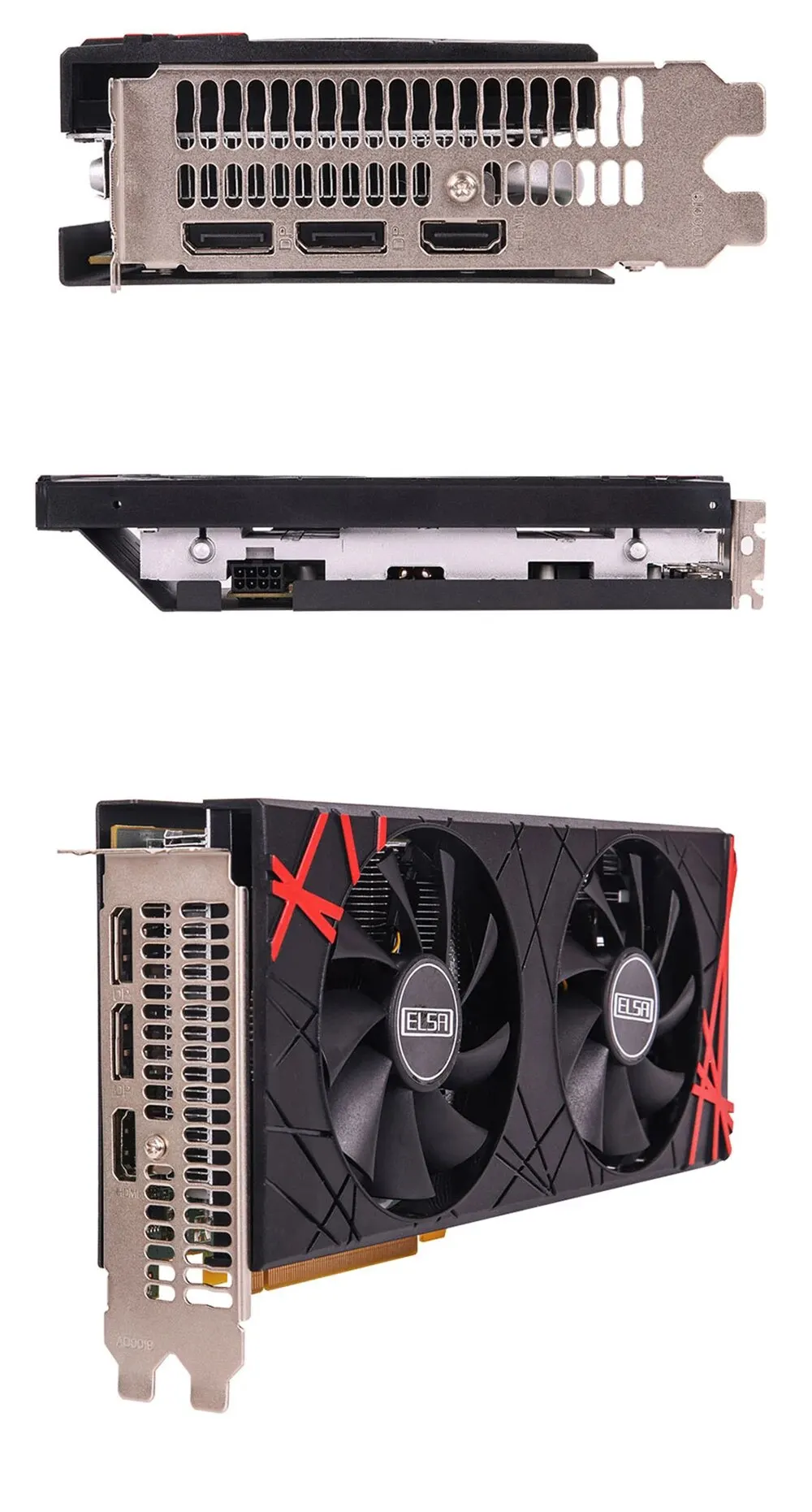 GPU ELSA AMD Radeon RX 580 8GB GDDR5 2048SP 256 bits negro para juegos de escritorio y tarjeta gráfica de oficina