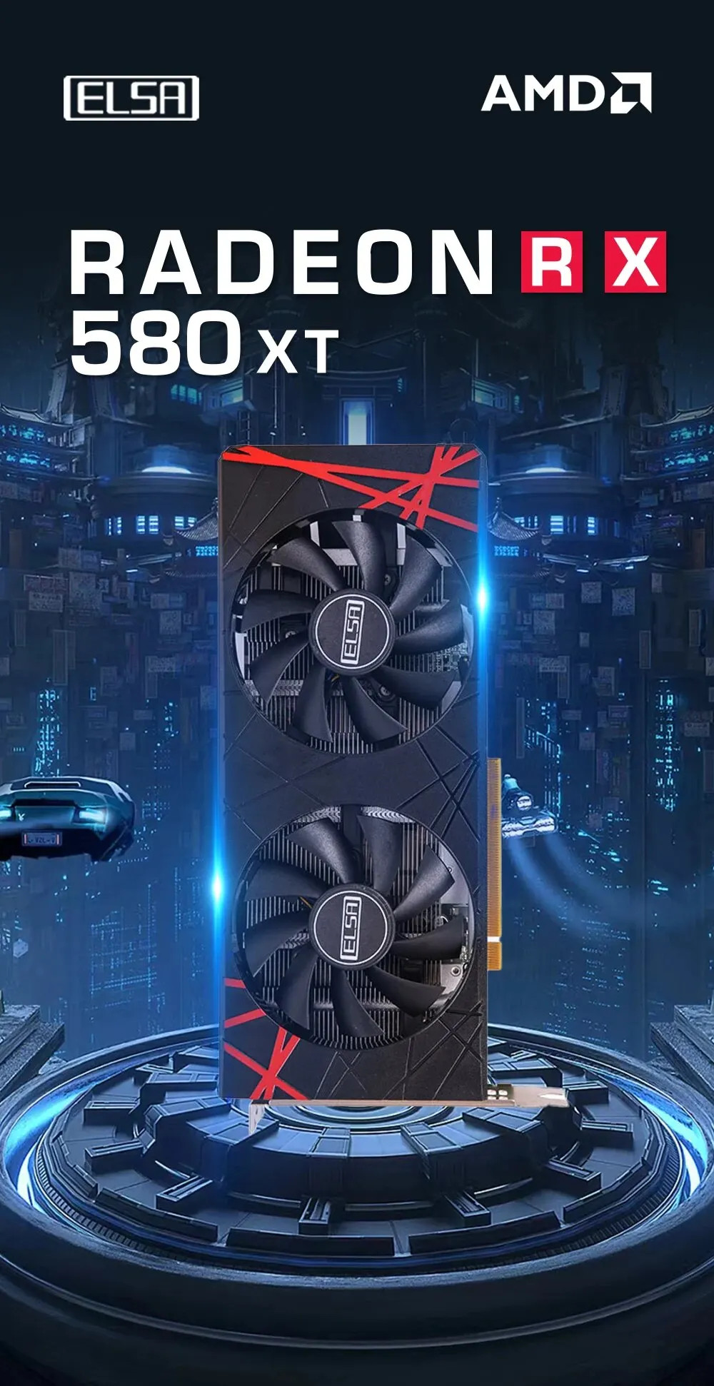 GPU ELSA AMD Radeon RX 580 8GB GDDR5 2048SP 256 bits negro para juegos de escritorio y tarjeta gráfica de oficina