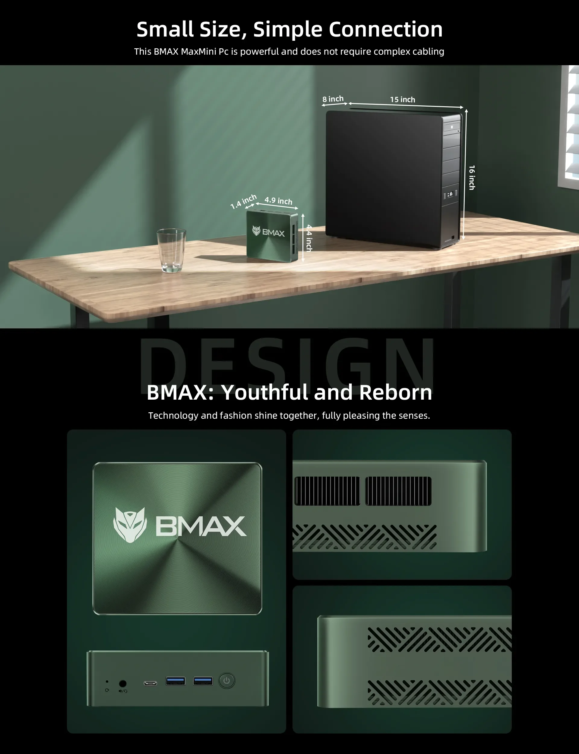 BMAX B6 Pro Mini PC I5-1030NG7 16GB RAM 512 GB NVMe SSD Windows 11 Mini Ordenador WiFi5 4K/60Hz Bluetooth USB Tipo-C