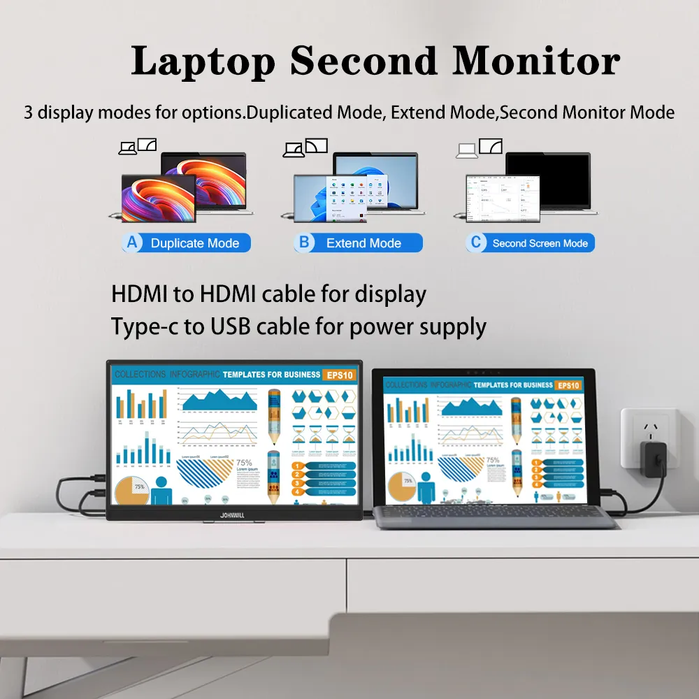 Monitor portátil de 14/16 pulgadas, Panel IPS de 1920x1200, pantalla táctil 16:10, tipo C, HDMI, Compatible con ordenador portátil, Xbox