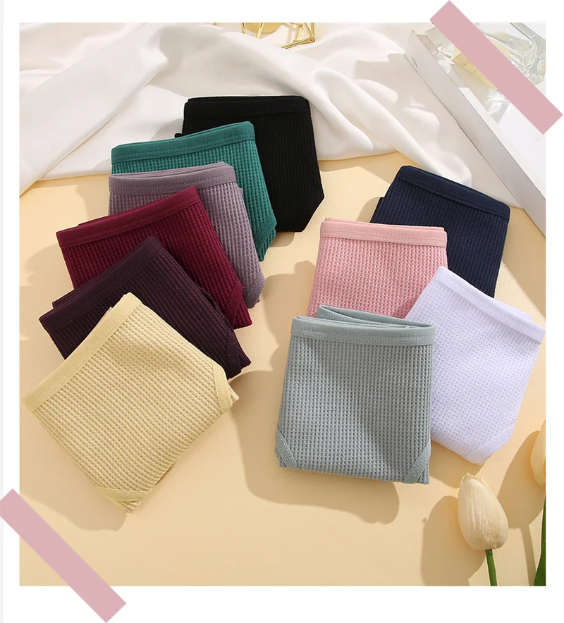 FINETOO-Conjunto de bragas de algodón para mujer, ropa interior suave, cómoda, de tiro bajo, S-XL, 3 unidades