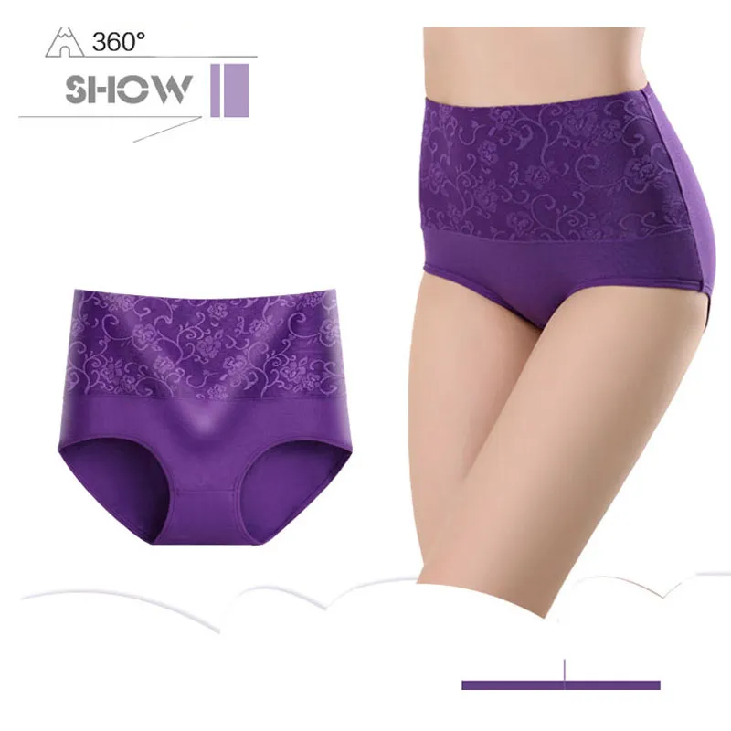 Bragas de talla grande para mujer, ropa interior Abdominal de cintura alta, calzoncillos de algodón sin costuras, lencería Sexy para L-5XL