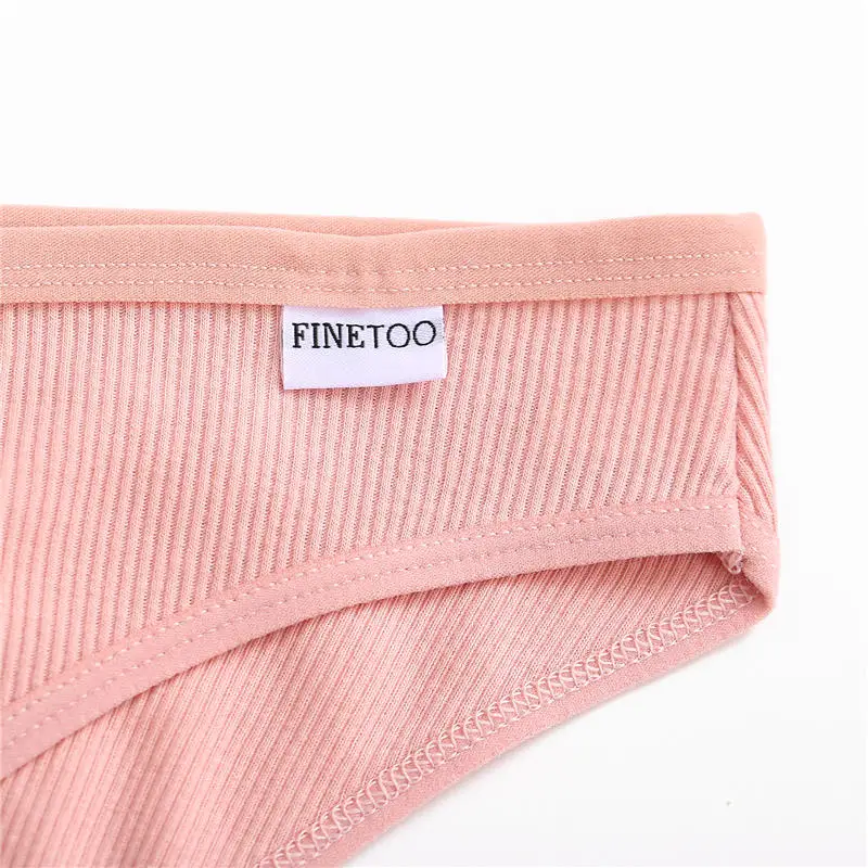 FINETOO-bragas de algodón suaves para mujer, ropa interior Sexy de talla grande, Color sólido, 3 uds./Set